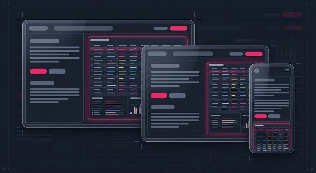 Responsive structure sheet layouts across desktop, tablet, and mobile